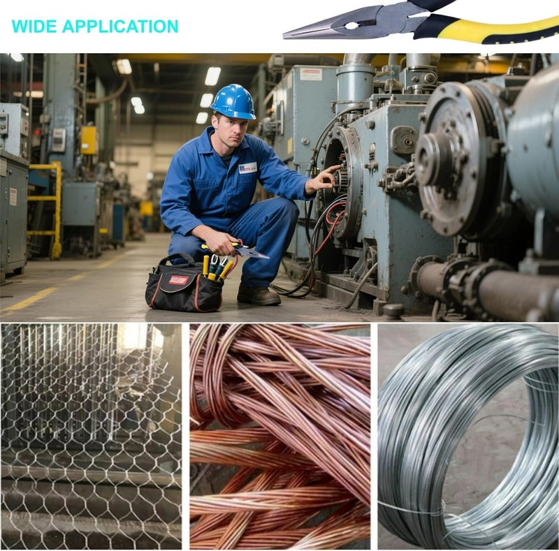 Warmtree 8-Inch Needle Nose Pliers: Paper Clamp Precision, Premium Heavy-Duty CRV Steel, Large Soft Grip with Wire Cutter,Chrome Vanadium Steel Long Nose Cutting Pliers - Image 4